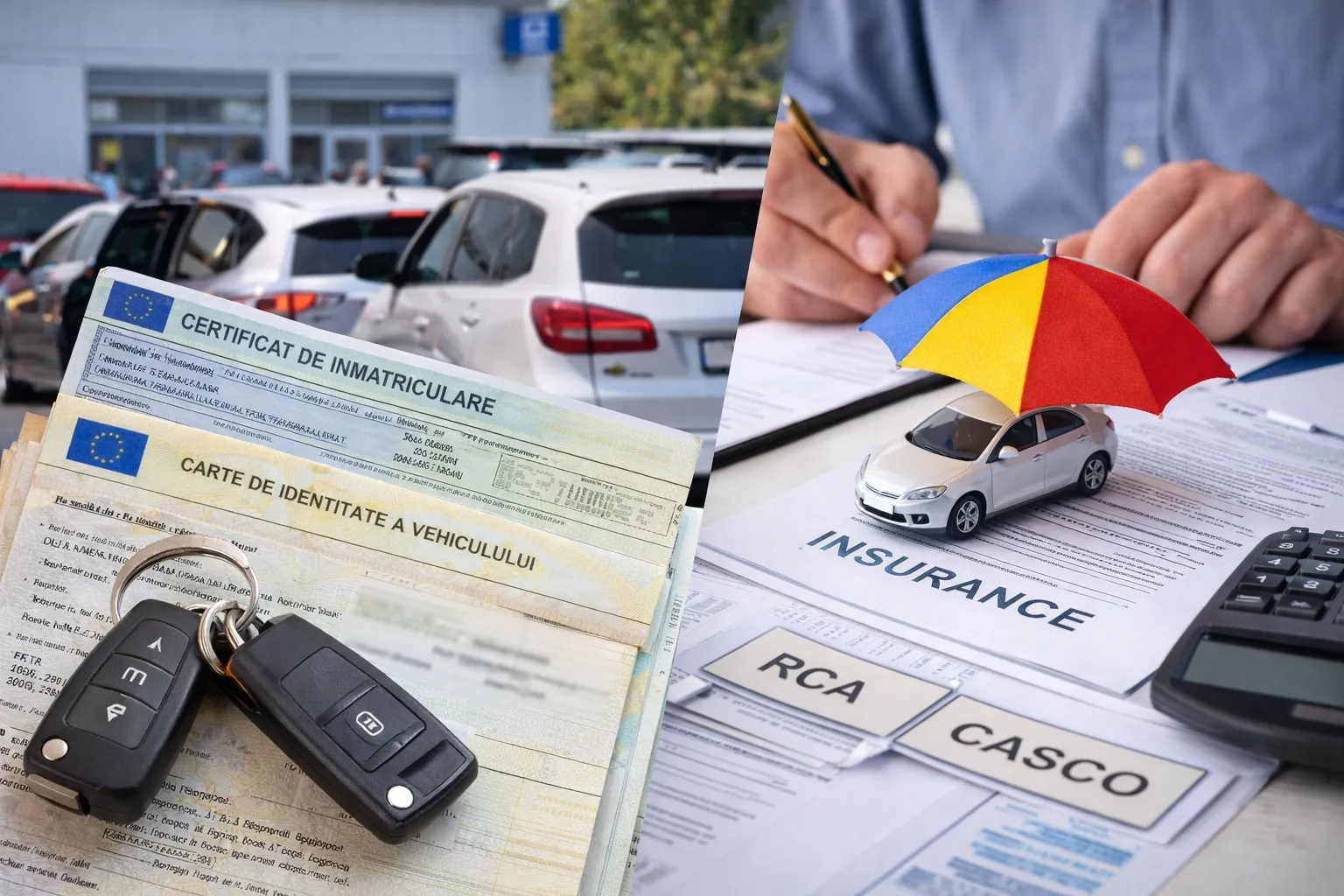 Certificat de înmatriculare, carte de identitate a vehiculului și poliță de asigurare RCA / CASCO